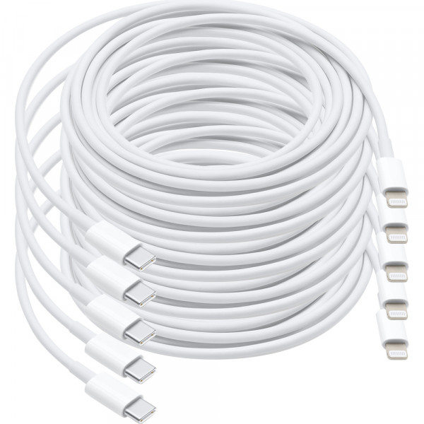 5x USB – C to 8 Pin Lightning Kabel 1 Meter - für iPhone / iPad / MacBook / iPod