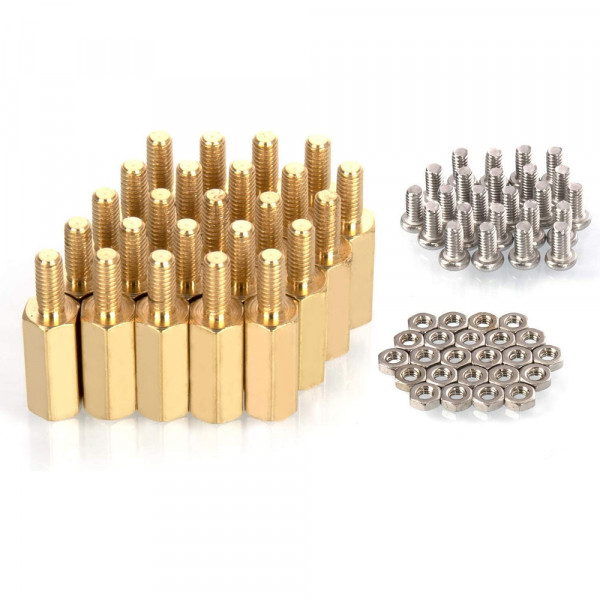 MMOBIEL 24 Pieces M2.5 (11mm+6mm) Hex Cylinders + Screws + Nuts