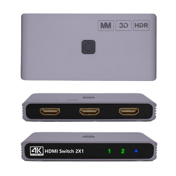 HDMI Switch 4K 60Hz - 2 in 1 Out Bidirectional HDMI Switcher - 2x1 HDMI Splitter