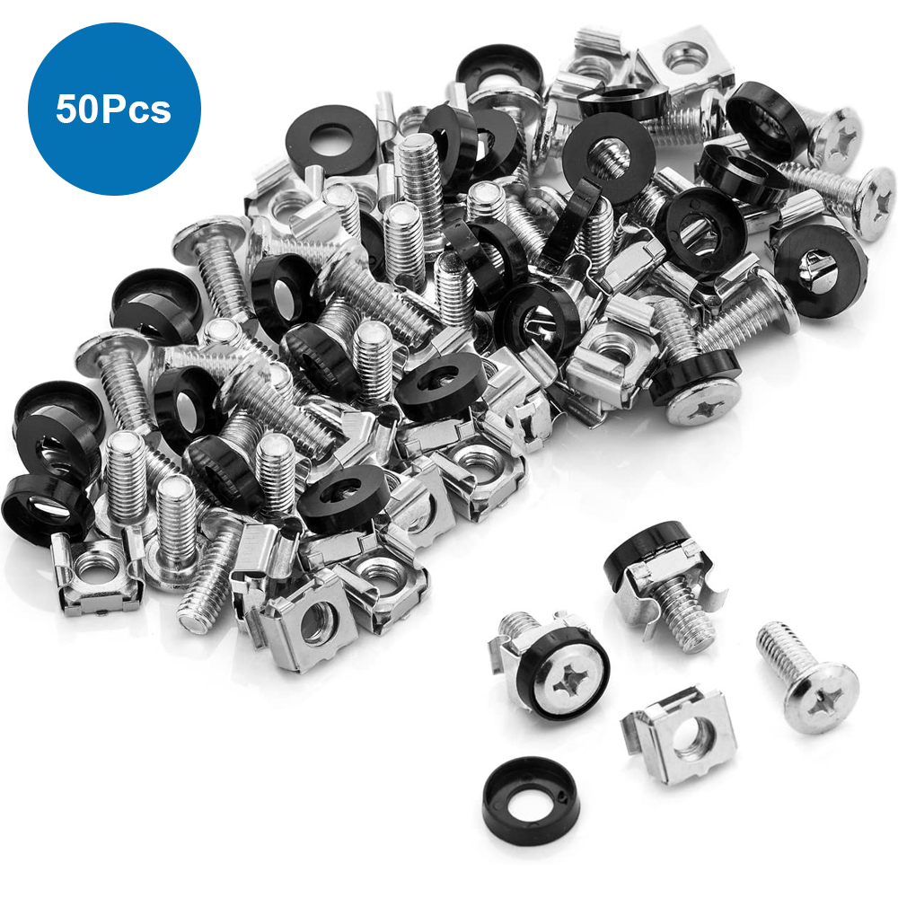 M6 x 20mm Mounting Screws Washers Cage Nut Assortment Kit for Server Rack QTY 50 