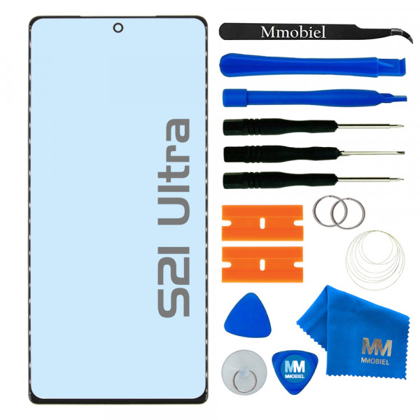 Front Glass Repair kit for Samsung Galaxy S21 Ultra SM-G998B - 6.8 inch Black