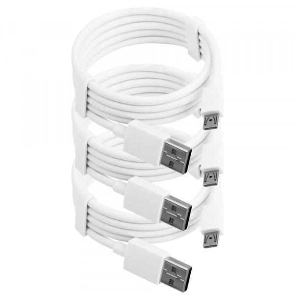 3x Mikro USB Kabel 1.0 M (WEISS) Ladekabel USB Port Ladeanschluss