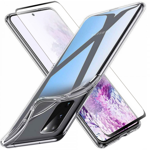 TPU Silikonhülle + Displayschutzfolie gehärtetem Glas für Samsung Galaxy S20 Plus