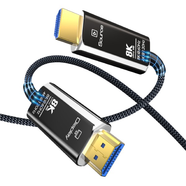 MMOBIEL HDMI 8K Fiber Optic Cable 15m – 48Gbps Ultra High Speed –8K@60Hz –Black