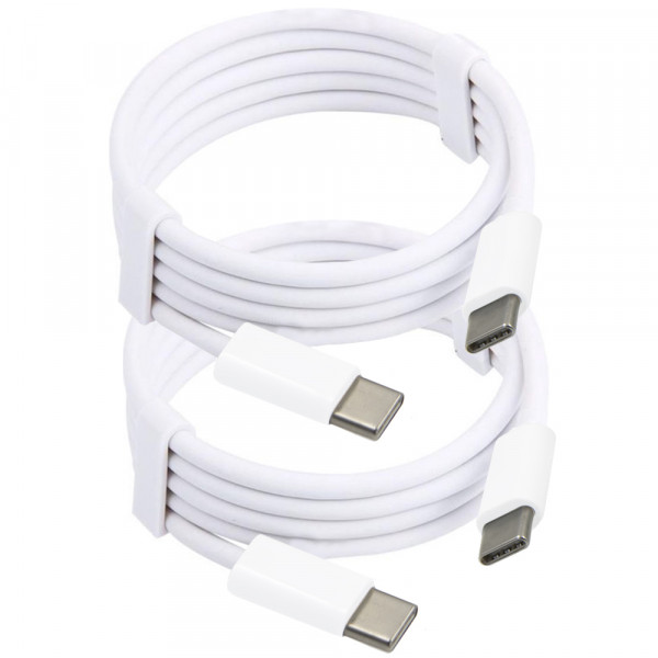 MMOBIEL 2x USB - C naar USB - C Oplaad Kabel 1 meter Wit - voor Telefoon / Tablet / Laptop