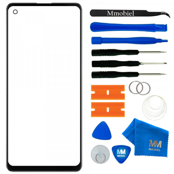 Front Glass Repair kit for Xiaomi Redmi Note 9 - Black - 6.53 inch + Tool Kit