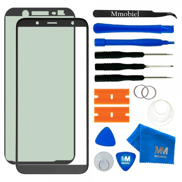 Front Glass for Samsung Galaxy J6 J600 (Black) Display incl. Toolkit