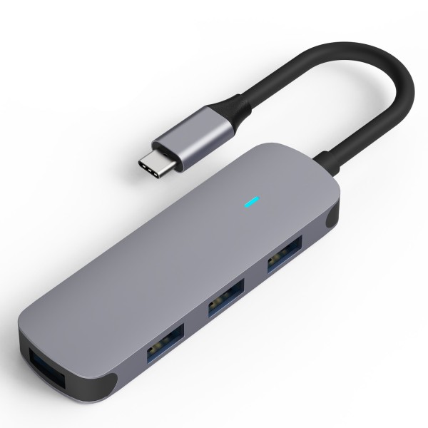 USB-C auf 4x USB-A Adapter Hub Splitter für Macbook etc. - USB 3.0 - Aluminium