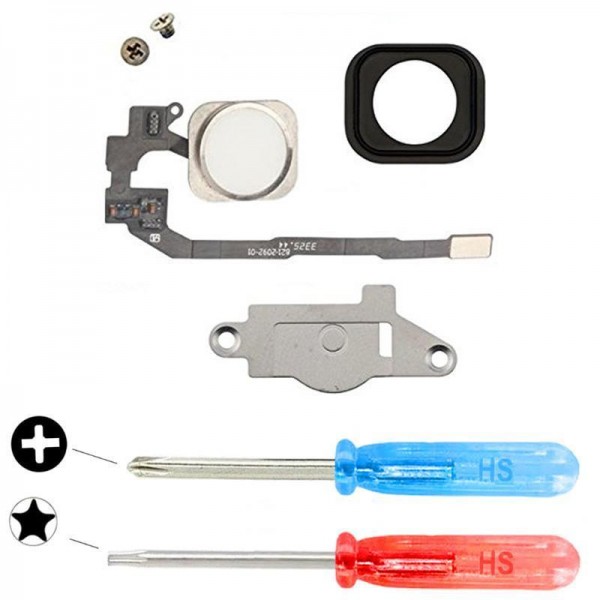 Home Button für iPhone 5S WEISS Menü Taste Flex Kabel + Metal Bracket + Werkzeug