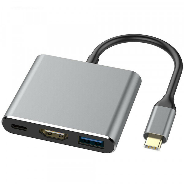 MMOBIEL HDMI naar USB Type C Hub Adapter voor Macbook - Samsung - USB 3.1 - 3.0 - Aluminium GRIJS