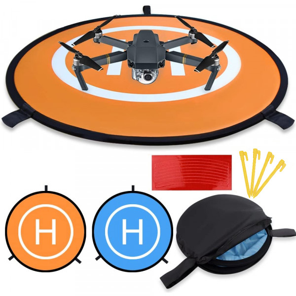 Universal Drone Landing Pad Waterproof Helipad 55 cm / 21.6 inch Orange / Blue