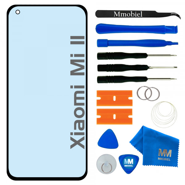 Front Glass Repair kit for Xiaomi Mi 11 6.81 inch Black Incl Tool Kit