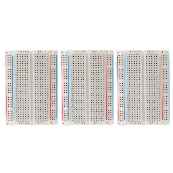 MMOBIEL 3st PCB Breadboard Prototype Circuit Bord Soldeervrij – 3x400 Punten - Geschikt met DIY Arduino, Raspberry Pi 2 / 3 / 4 / 5 Projecten Proto Shield Distribution - Verbindingsblokken