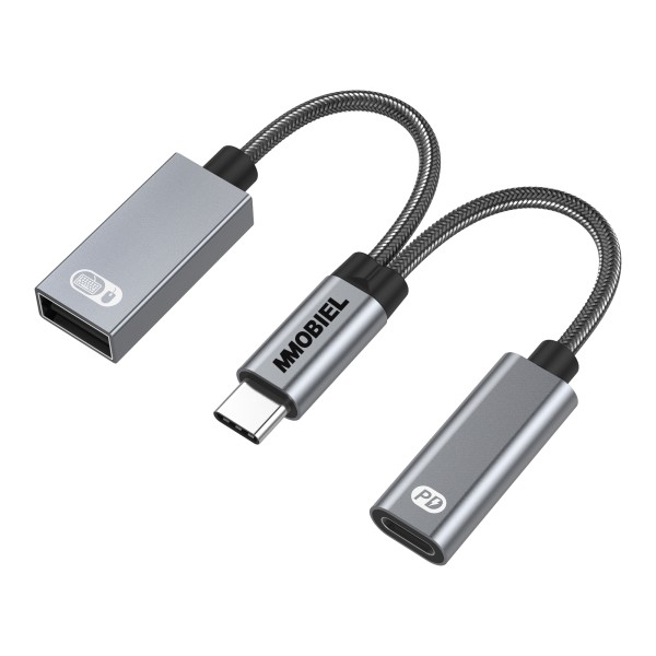 MMOBIEL USB-C naar USB Adapter OTG - 2-in-1 Splitter USB C naar USB A en USB C - Type-C Opladen PD 60W – Geschikt voor iPad, iPhone 15, MacBook, Samsung Galaxy S, Galaxy Tab, Xiaomi - Aluminium