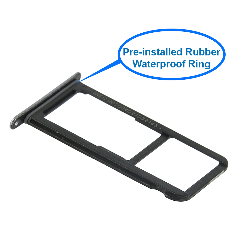MMOBIEL Dual Sim Card Tray Compatible with Huawei P10 Lite 5.2 Inch Midnight Black Replacement incl Sim pin