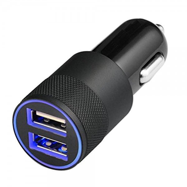 MMOBIEL Universele Autolader (ZWART) - 2 USB Poorten - 5V/1.0 + 2.1A - inclusief Blauwe LED