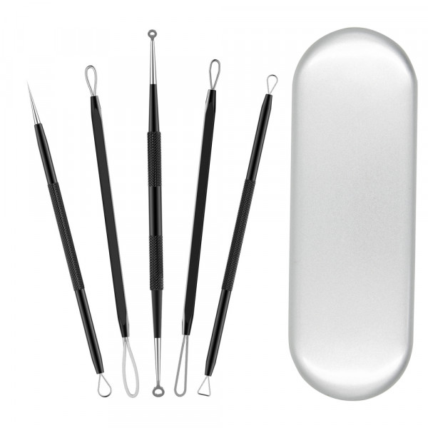 5 in 1 Blackhead Remover Pimple Popper Tool Kit for Skin Care Comedone Extractor