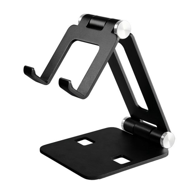 Cell Phone Holder for Desk – Phone and Tablet Stand Adjustable – Black Aluminum