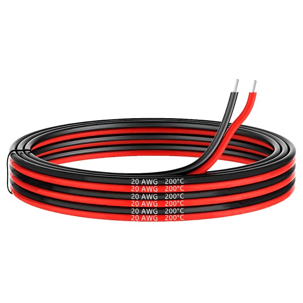 MMOBIEL 20 AWG Electrical Silicone Wire - 20 Gauge (0,52mm²) Tinned Copper Cable - 2 Separate Wires