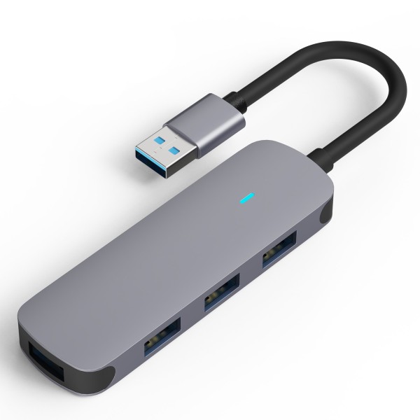USB-A auf 4x USB-A Adapter Hub Splitter für Macbook etc. - USB 3.0 - Aluminium