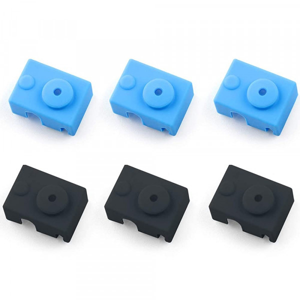 MMOBIEL 6x Silicone Sokken 3D Printer Nozzle MK7/MK8/MK9 voor E3D V6 PT100- Zwart en Blauw