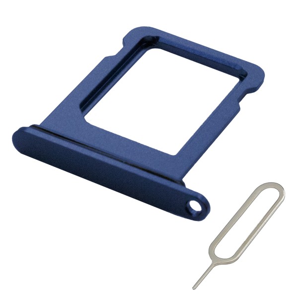 MMOBIEL Simkaart Houder Geschikt voor iPhone 12 mini – Sim Tray - Simkaarthouder Vervanging – Sim Card Tray - Incl. Sim Pin en Waterdichte Rubberen Ring - Blauw