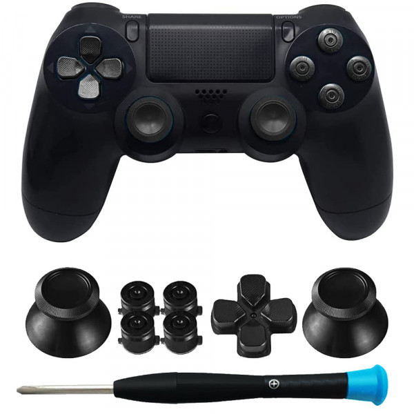 Metallknöpfe für Playstation 4 PS4 / Slim / Pro Dualshock 4 Controller Schwarz