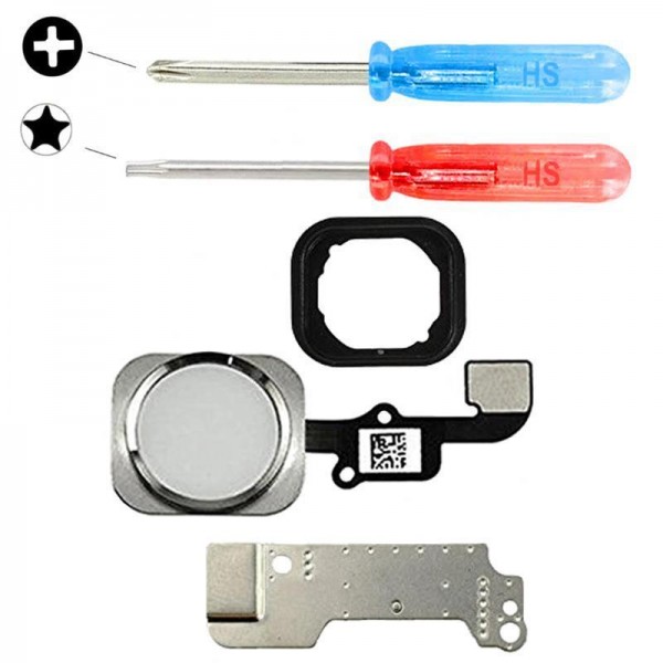 Home Button für iPhone 6 / 6 Plus WEISS Flex Kabel + Metal Bracket + Werkzeug