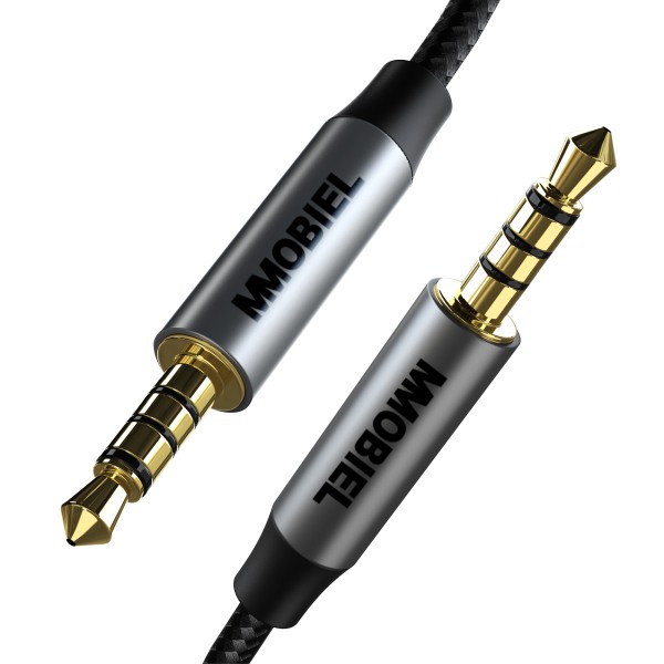 MMOBIEL 3.5mm Audio Male to Male Jack Aux kabel - 4-Polige TRRS Jacks - Aux to Aux Verlengkabel - Audio en Microfoon Functie - Geschikt voor Hoofdtelefoon, Laptop, Telefoon, Luidspreker etc. - 1M