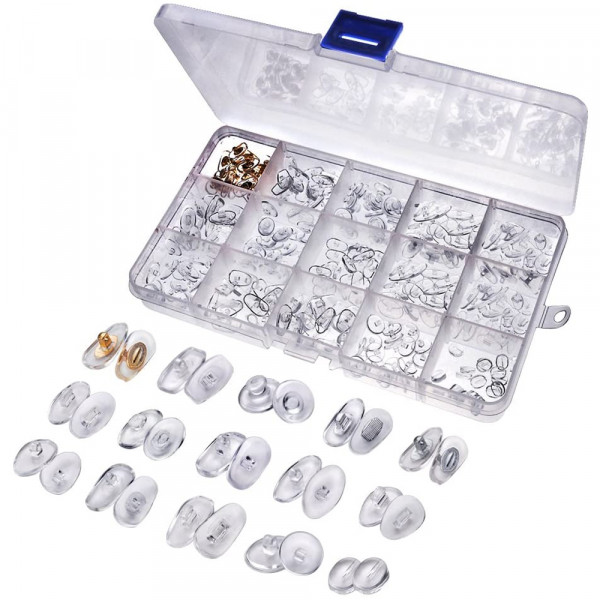 150 Pairs Eyeglass Repair Kit Clear Transparent Nose Pads - 15 Different Styles