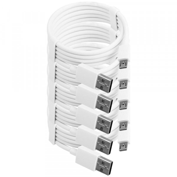 5 x Mikro Kabel 1.0 M (WEISS) Ladekabel Mikro USB Port Ladeanschluss
