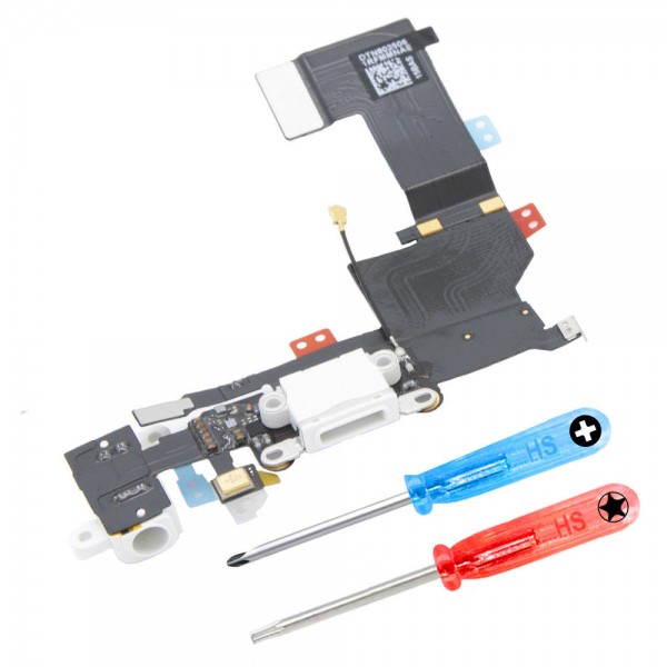 Dock Connector für iPhone 5S (WEISS) Ladebuchse Ladeport + Werkzeug