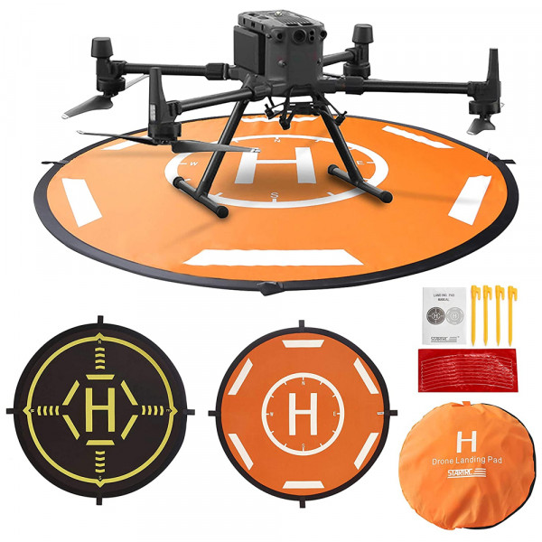 Universal Drone Landing Pad Waterproof Helipad 55 cm / 21.6 inch Orange / Black