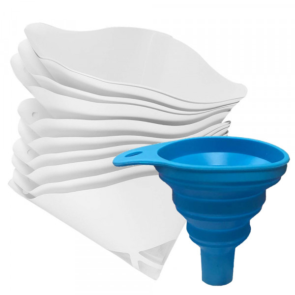 MMOBIEL Silicone Funnel trechter + Roestvrij staal Resin Filter Cup + 100 Pack Filter