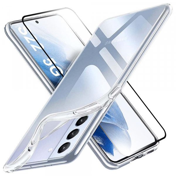 Panzerglas und Silikon TPU Schutzhülle für Samsung Galaxy S22 Plus - 5G - SM-S906B 6.6 inch 2022 - 2 in 1 Schutzset