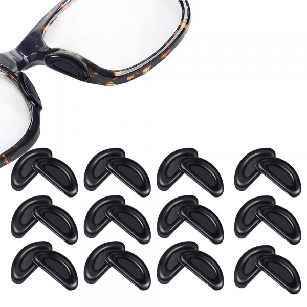12x Ersatz für Universal Brillen-Nasenpads, weiches Silikon Luftkammer - schwarz
