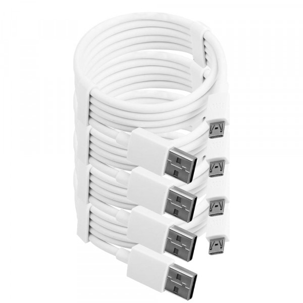 4x Mikro USB Kabel 1.0 M (WEISS) Ladekabel USB Port Ladeanschluss