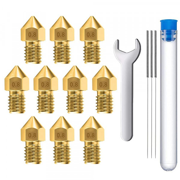 10 Pcs 0.8mm Brass MK8 3D Printer Nozzles Extruder for Creality Ender