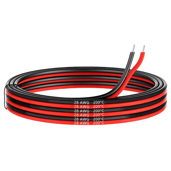 MMOBIEL 28 AWG Electrical Silicone Wire - 28 Gauge (0,08mm²) Tinned Copper Cable - 2 Separate Wires