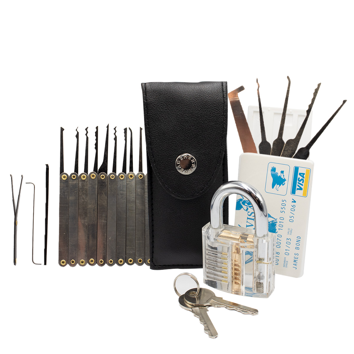 Professionelles Knobel-Set Schlösser öffnen mit 25 Werkzeugen im  Kreditkartenformat, Werkzeugsets, Handwerkzeuge, Werkzeug